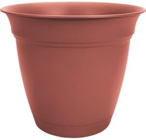 The HC Companies Eclipse Round Planter with Saucer - Outdoor & Indoor Plant Pot with Drainage Holes - Lightweight, UV-Resistant Plastic Pots for Plants, Flowers & Herbs (6" Clay, Pack of 1) TheHCCompanies