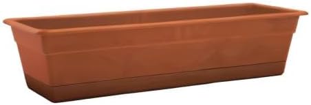Bloem Dura Cotta Window Box Planter: 30" - Terra Cotta - Large Box with Tray, Weatherproof Resin Box, Removable Tray for Indoor & Outdoor Use, Gardening, 4 Gallon Capacity Bloem