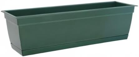 Bloem Dayton Window Box Planter: 24" - Turtle Green - 100% Recycled Durable Plastic Box, Elevated Feet, for Indoor and Outdoor Use, Gardening, 5 Gallon Capacity Bloem
