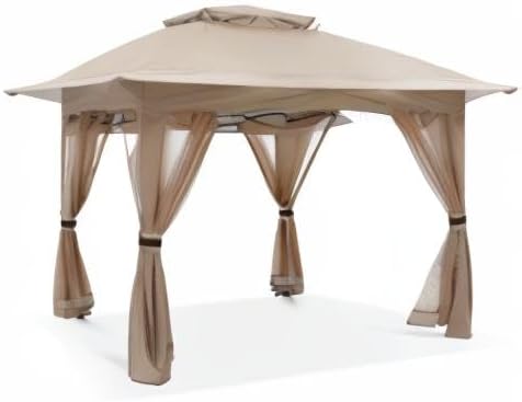 COOSHADE 13x13 Pop Up Gazebo Tent Outdoor Canopy Patio Shelter with Mosquito Netting(Khaki) COOSHADE