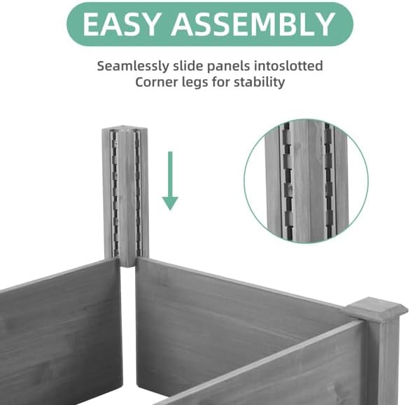 Over Ground 96x28x10 inch Raised Garden Bed, Large Wood Planter Box for Outdoor Herbs Vegetables Flowers, Tool-Free Quick Assembly Patio Yard Gardening Container, Durable Natural Cedar Frame Rootora