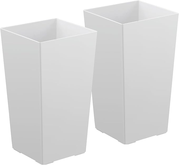 VEVOR Set of 2 Tall Planters for Outdoor Plants 22 inch, White Tall Planter for Indoor Plants, Modern Planters for Front Porch Patio Balcony, Plant Container Flower Pots with Built-in Drainage VEVOR
