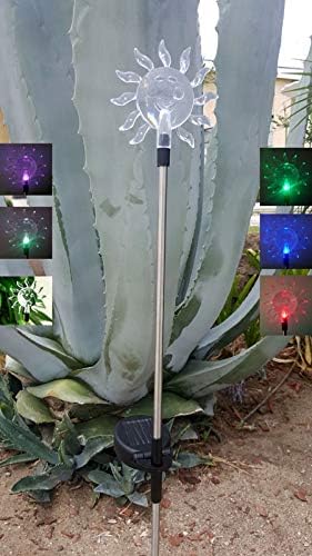 Solar Garden Stake Lights with Color Changing LED or Regular White LED Landscape Path Lights (Set of 2) (Celestial Sun) Ntertainment+House