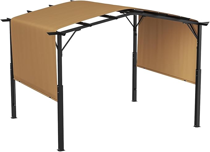 VEVOR 10 x 10 ft Outdoor Pergola, Arched Top Metal Pergola, Retractable Pergola with Sun Shade Canopy, Large Patio Shelter Pavilion, Heavy Duty Garden Pergola for Deck Backyard Porch Poolside VEVOR