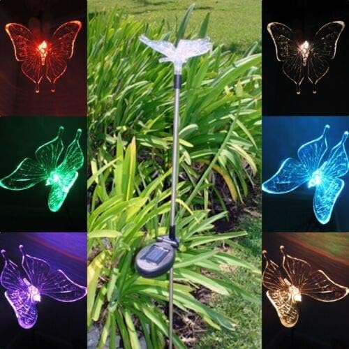 Solar Powered Garden Stake LED Light, Set of 2 (Butterfly) RELIGHTABLE