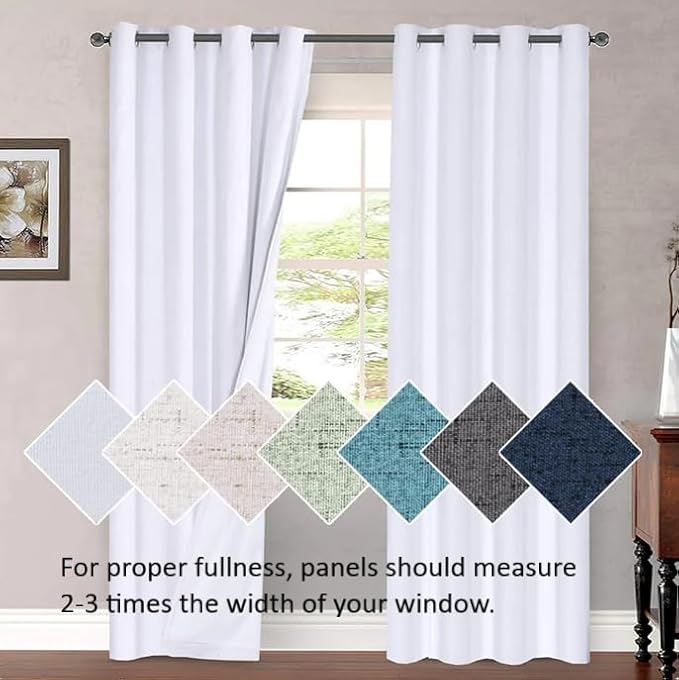 H.VERSAILTEX Blackout Curtains, Durable Thick Textured Look 100% Blackout Patio Door Curtain, Grommet Extra Wide Sliding Door Curtain Panel Long Curtains, W100 x L108 inch- Ivory HVERSAILTEX