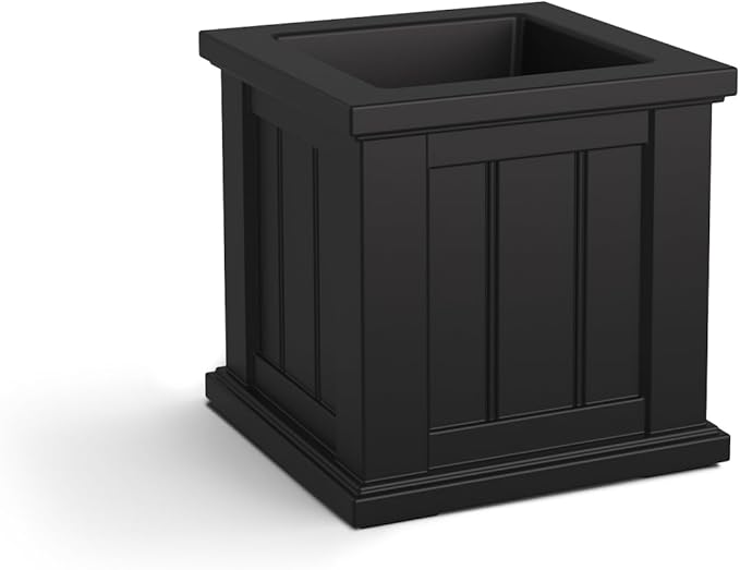 Mayne Cape Cod 14-Inch Square Planter – Self-Watering, Weather-Resistant Planter for Flowers – Durable Outdoor Design for Patio, Porch, or Entryway Mayne