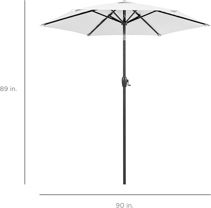 Best Choice Products 7.5ft Heavy-Duty Round Outdoor Market Table Patio Umbrella w/Steel Pole, Push Button Tilt, Easy Crank Lift - White BestChoiceProducts