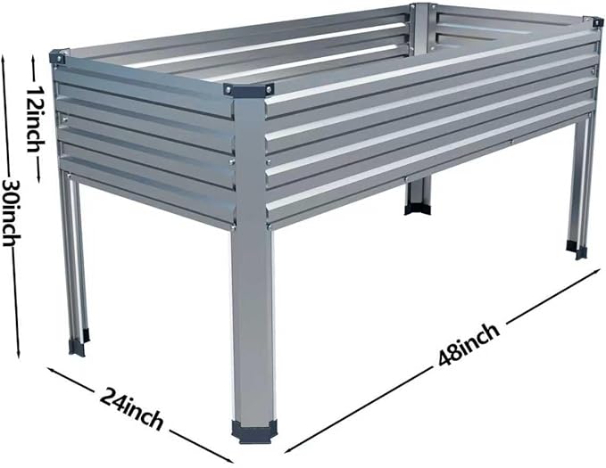 Galvanized Raised Garden Bed with Legs,2PCS 48×24×30in Elevated Planter Box for Backyard,Outdoor Garden, Patio, Balcony, 350lb Capacity,Silver DIIYIV