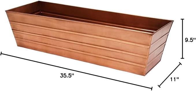 Achla Designs C-21C Plated Flower Box, Window Flowerbox Planter, Large, Copper ACHLADesignsHomeGarden