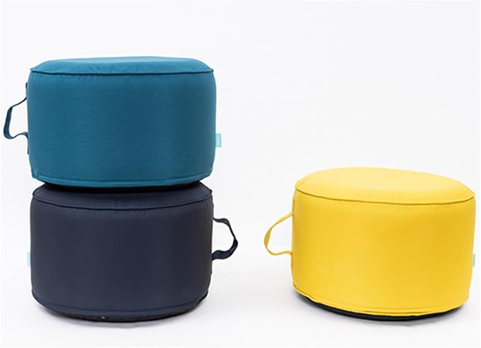 QILLOWAY Indoor/Outdoor Inflatable Stool,Round Ottoman,All Weather Foot Rest for Camping or Home,Yellow QILLOWAY
