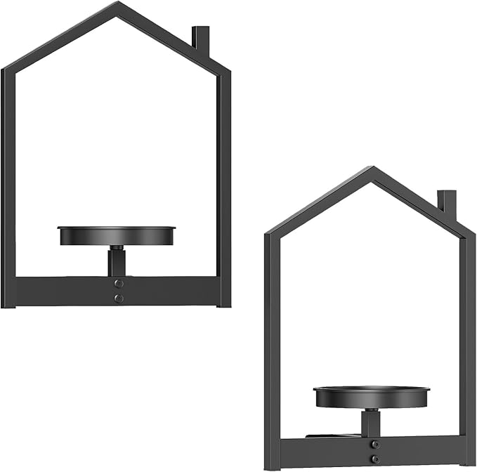 HOOBRO Wall Plant Holder, Wall Planters for Indoor Plants Set of 2, Plant Hanger Indoor Window Plant Shelves for Indoor Outdoor Decor, Black BK08HJP201 HOOBRO