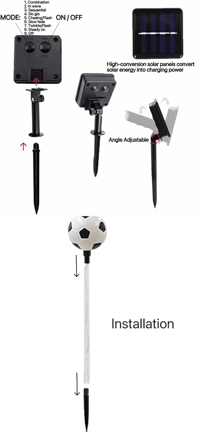 Solar Lights Outdoor, Soccer Theme LED Stake Light for Garden Yard Pathway Patio Walkway Landscape Decoration AUGPET