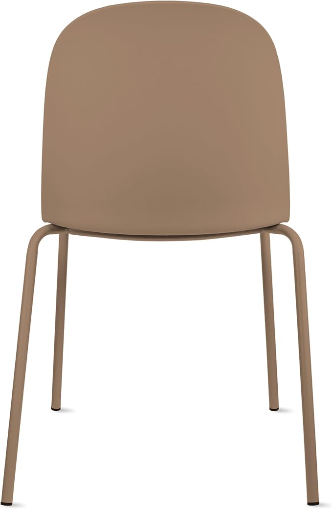 2xhome Parent Modern Stackable Armless Dining Chair | Plastic Shell Seat with Metal Legs | Indoor or Outdoor Use | Home Kitchen Patio (1, Brown, Padded Seat) 2xhome