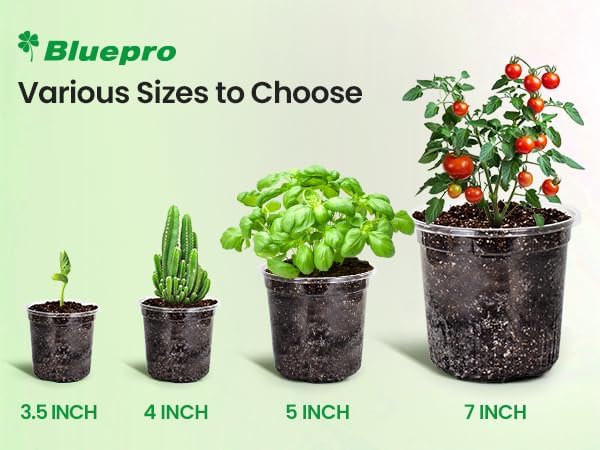 30 Packs 7/5/4 Inch Reinforced Clear Nursery Pots with Drainage Hole, Transparent Variety Pack Plastic Plant Pot Seedling Planter for Vegetable Propagation, Root Cutting, Seed Starting Bluepro
