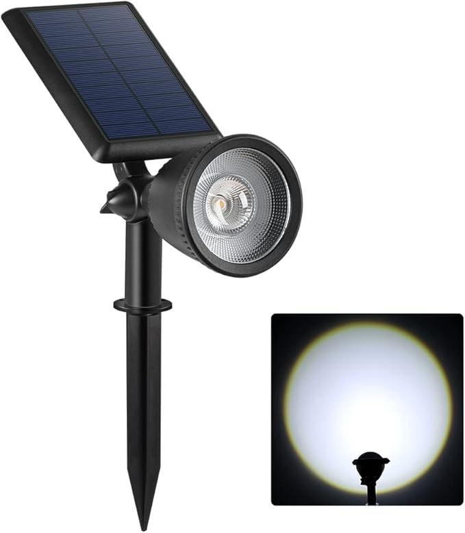Solar Powered Sunset Spotlight Outdoor Waterproof Spot LED Accent Landscape Uplight for Outside Trees, House Flag, Sculptures, Lawn, Wall, Yard and Garden, Independently Adjustable Light & Panel FALOVE