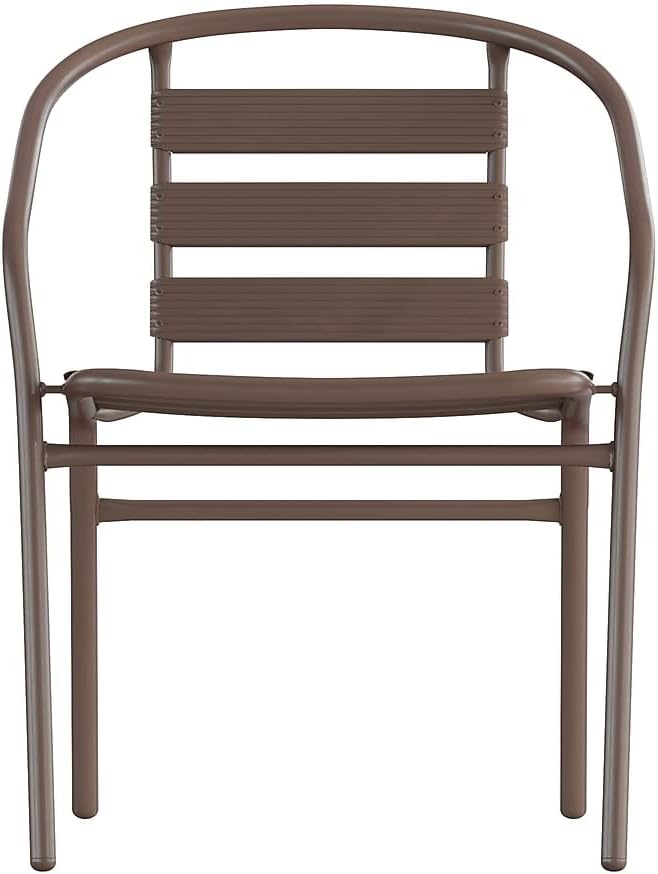 Flash Furniture Lila Metal Restaurant Stack Chairs with Metal Slats, Set of 4, Bronze FlashFurniture