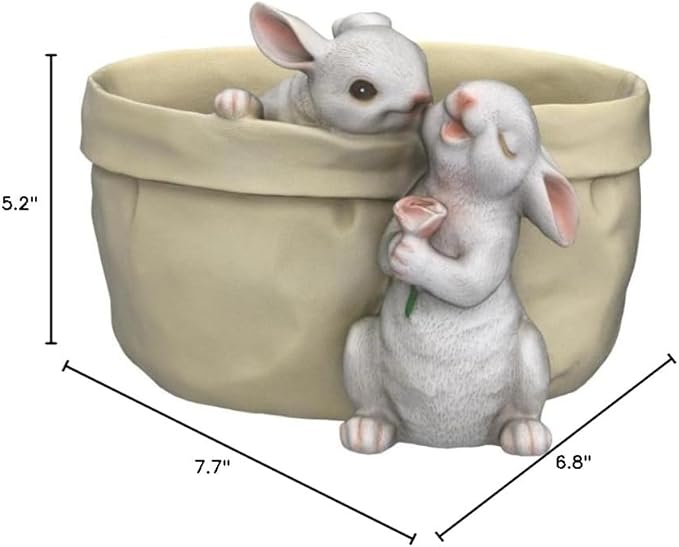 Rabbit Flower Pot Succulent Planter Garden Pots, Bunny Decorative Flower Pot,Animal Shaped Cartoon Planter Pots, Art Decorations for Mom Women (Flower with Drainage Hole) WONDHOME