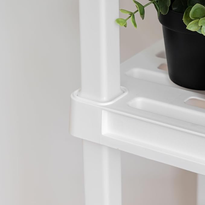 IRIS USA 3-Shelf Light Duty Plastic Storage Shelves, 150lb Capacity, 33" H x 24" W x 12" D, Medium Modular Shelving Unit Storage Organizer for Bathroom, Laundry, Garage & Home, Storage Rack - White IRISUSA