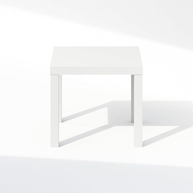 Furinno Classic Coffee Table, Square Modern Coffee Table with Triple Thick Tabletop, Simple Side Table with 4 Legs, for Living Room, Bedroom, Home Office, White Furinno-FitsYourSpaceFitsYourBudget