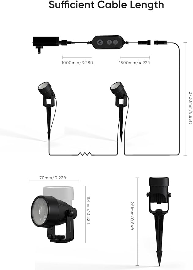 APPECK Landscape Lighting, RGBW Color Changing Low Voltage Landscape Lights with APP Control, IP65 Waterproof Outdoor Spotlights for Garden Yard Outside Decoration, 4 Pack APPECK