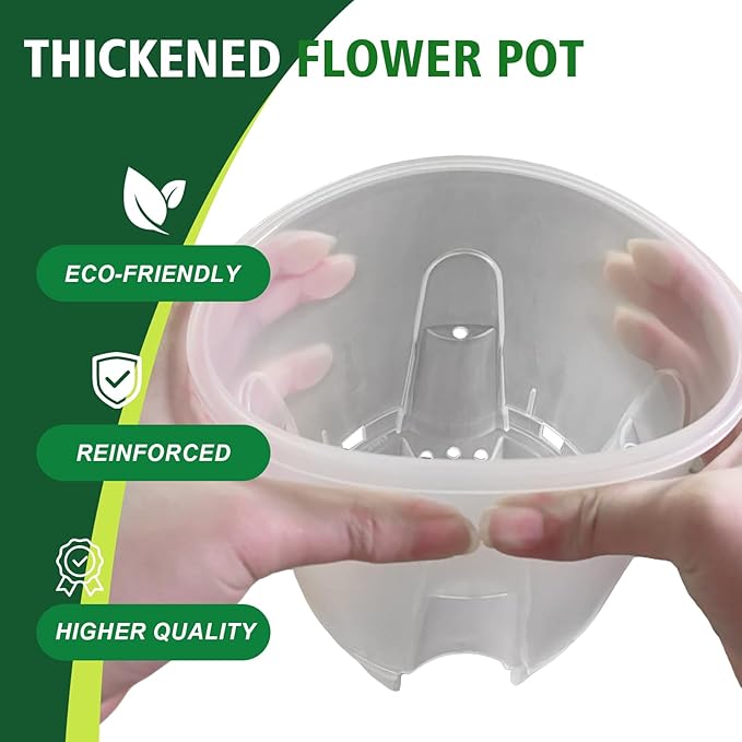 Cdd's Path Upgraded 5-Pack 6 Inch Naked Root Planter Self Watering Pots Set, Plant Pots with Holes for Indoor/Outdoor Plants with Watering Hole/Reservoir and Air Pipes, Clear Rootora