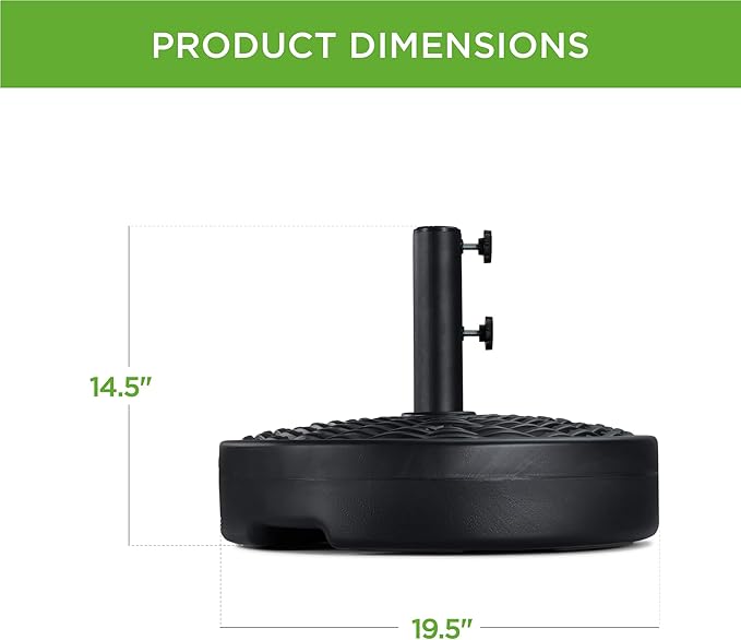 Best Choice Products Fillable Umbrella Base Stand, Round Faux Wicker Plastic Patio Umbrella Base Stand, Pole Holder for Outdoor, Lawn w/ 55lbs Weight Capacity, 2 Adjustment Knobs BestChoiceProducts