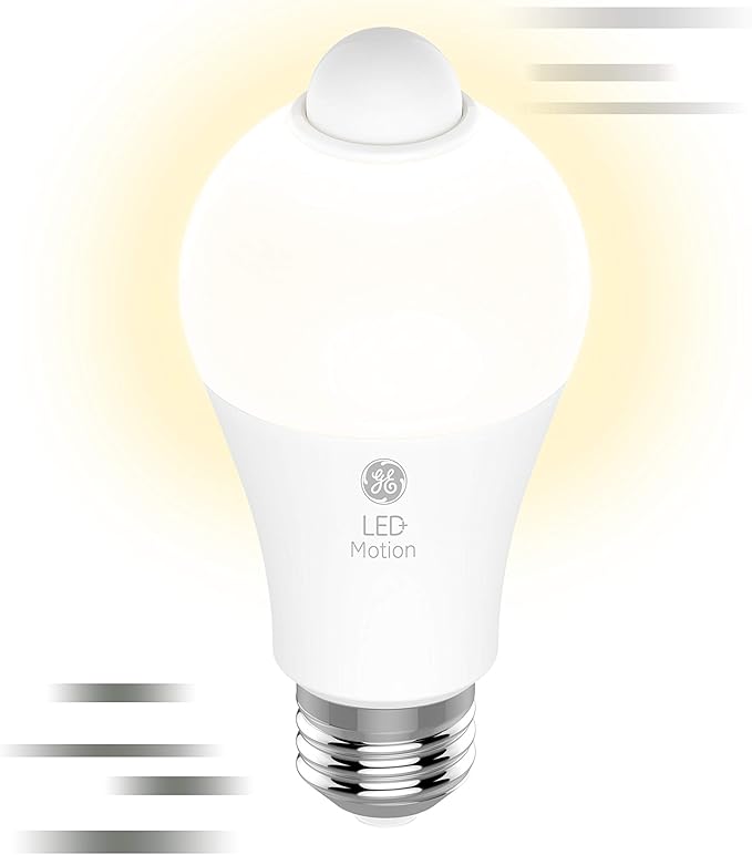 GE LED+ Motion Sensor LED Light Bulbs, 12W, Outdoor Security Lights, A21, Warm White (2 Count)(Pack of 4) GELighting