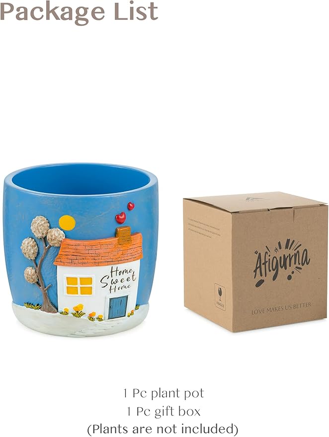 New Home Gift Ideas: New Home Apartment Plant Gift for Plant Lover - 5.3in Hand-Painted 3D Art Planter - Gardening House Warming Present for Christmas Rootora