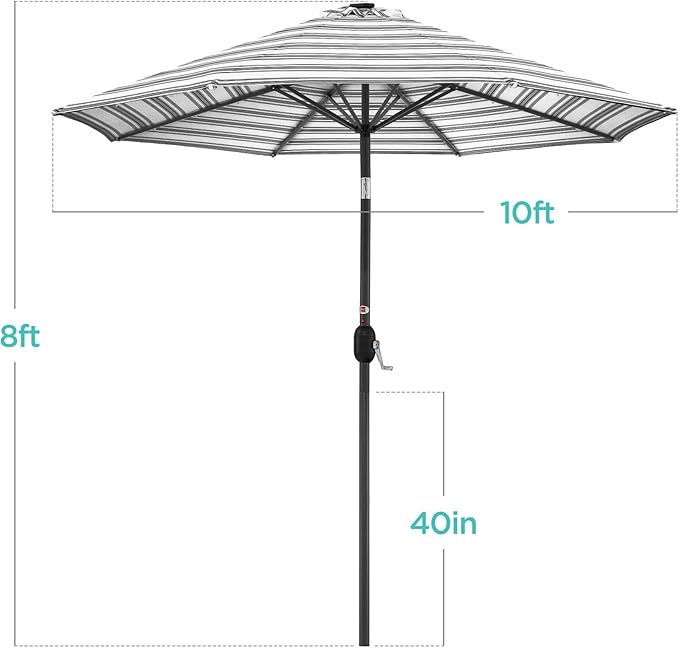 Best Choice Products 10ft Solar Polyester LED Lighted Patio Umbrella w/Tilt Adjustment and UV-Resistant Fabric BestChoiceProducts