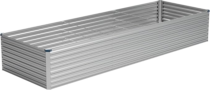 Vengarus 12x2x2FT Galvanized Raised Garden Bed Kit, Large Rectangle Elevated Planter for Vegetables, Flowers, Herbs and Succulents - 359 Gallon Capacity,Silver Vengarus