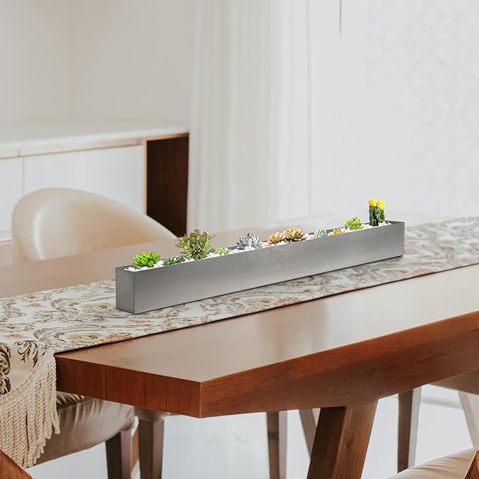 Trough Rectangle Planter Long Window Sill Planter Box Stainless Steel Window Planters Modern Succulent Planter Slivery 32 in Metal Windowsill Pot for Indoor Plants Herb Table Home Outdoor GZGNEEVL