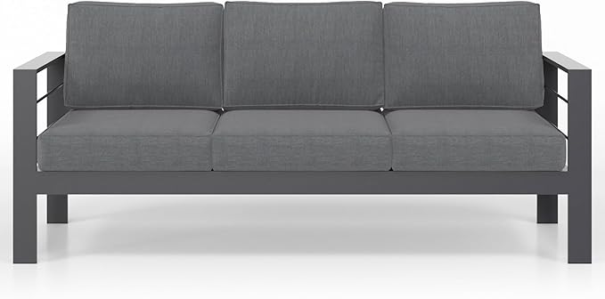 Solaste Outdoor Couch Aluminum Patio Furniture Sofa, 3-Seat All-Weather Metal Outdoor Patio Furniture with Cushions,Dark Grey Solaste