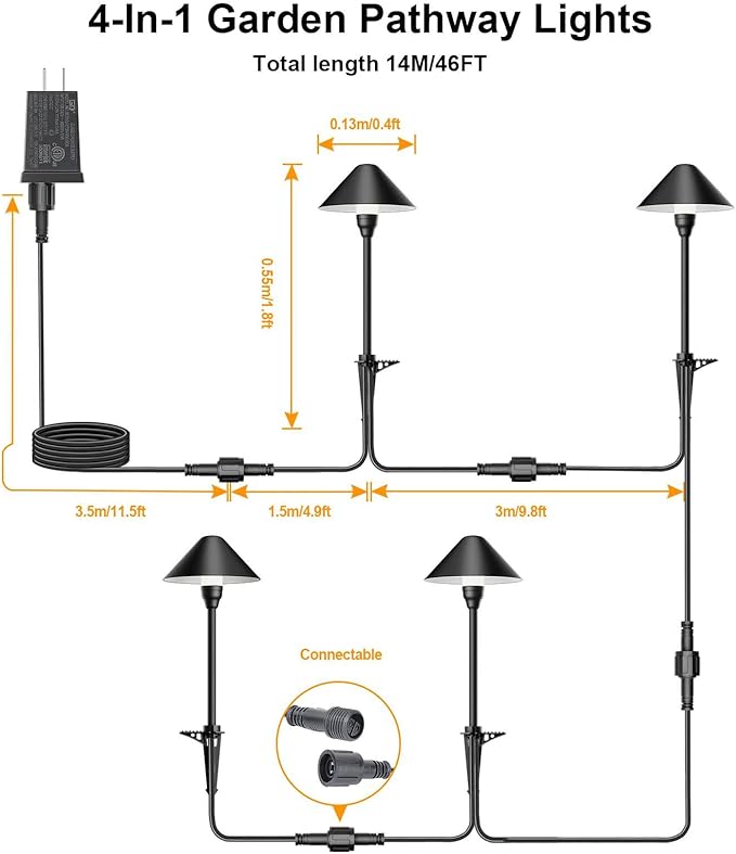Low Voltage Pathway Lights with Timer, 4H/6H/8H Auto On/Off Low Voltage Landscape Lighting 3000K Waterproof LED Landscape Path Lights for Flower Bed Backyard Walkway Driveway, Set of 4 Neymlya