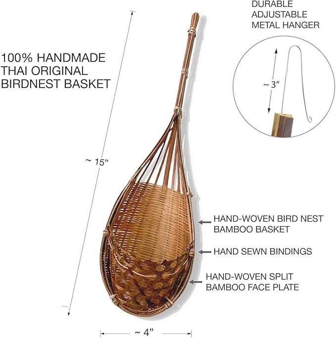 Handmade 100% Thai Bamboo Hanging Orchid Basket ā 4 Inch Set of 6 Panwa