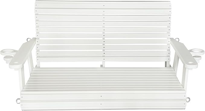 HDPE Porch Swing with 18/8 Stainless Steel Bolts, Ergonomic Design, Ultra Weather-Resistant, Heavy Duty 1200 LBS, for Outdoor Patio Garden Yard (Vanilla White) FortuneCandy