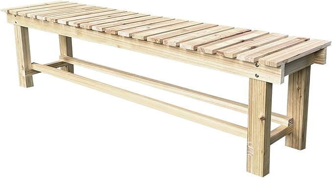 Outdoor Garden Bench, 3-Person Wood Patio Bench Weatherproof Outdoor Backless Bench, Anti-Corrosion and Anti-Rust Garden Benches for Garden Lawn Porch Park Backyard (Natural,47.25''/120cm) LSPYYDS