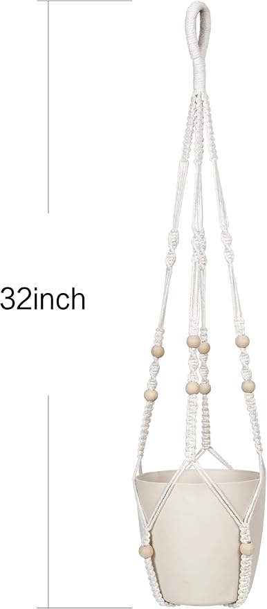 Macrame Plant Hanger Indoor Hanging with Wood Beads Macrame Planters No Tassel for Indoor Outdoor Boho Home Decor 35 Inch (Ivory,2pcs) BlueMake