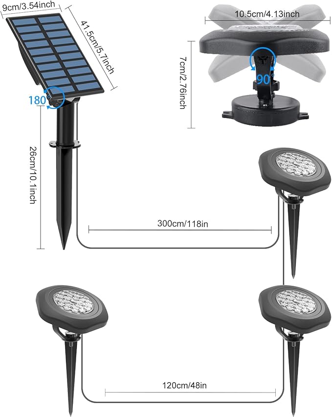 CORESLUX Solar Spot Lights Outdoor Waterproof IP68, 3-in-1 LED Cool Light Solar Landscape Lights, 2 Light Modes Landscape Path Lights for Outside Garden Yard Pond Pathway CORESLUX