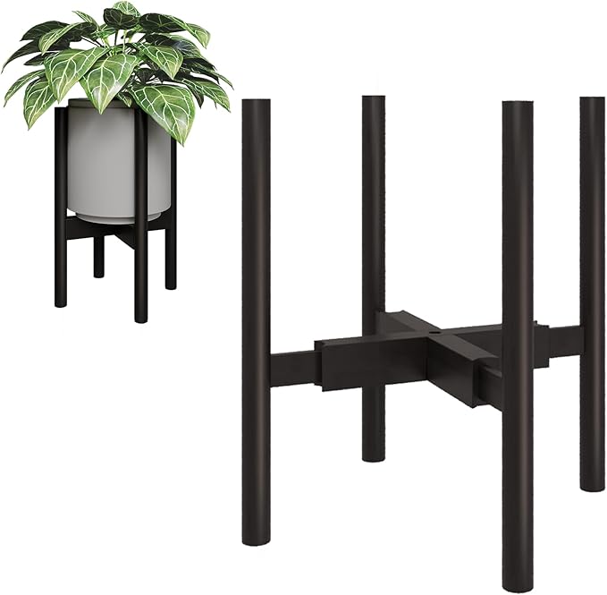 Adjustable Plant Stand Indoor, Bamboo Plant Stand Fits 8 9 10 11 12 Inches, Small Corner Planter Holder for Indoor Plants, Single Floor Plant Stands for Living Room Balcony, Inky Gentingbro