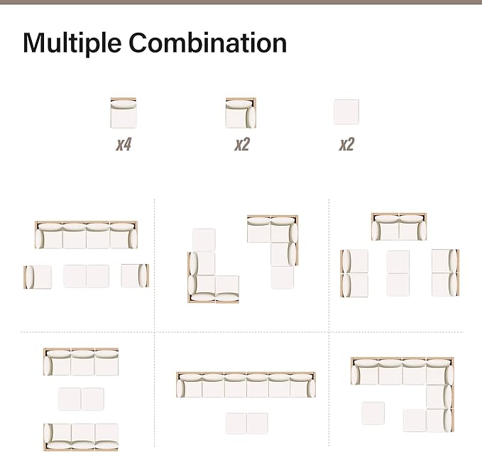 LAUSAINT HOME Outdoor Patio Furniture, 8 Piece Outdoor Sectional Sofa PE Rattan Wicker Patio Conversation Sets,All Weather Patio Furniture Set with Thick Cushions for Garden, Poolside, Backyard(Beige) LAUSAINTHOME