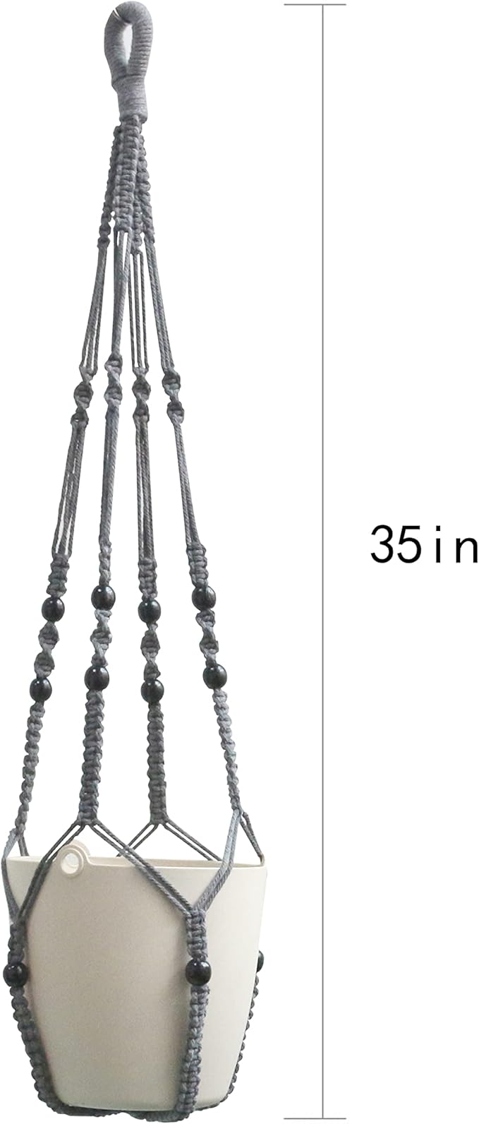 Macrame Plant Hanger Indoor Hanging with Wood Beads Macrame Planters No Tassel for Indoor Outdoor Boho Home Decor 35 Inch (Gray,1pc) BlueMake