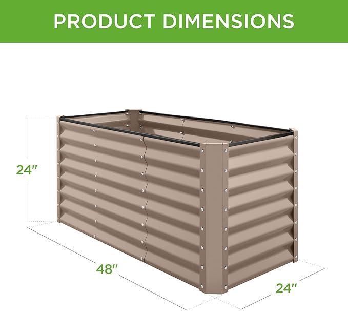 Best Choice Products 4x2x2ft Outdoor Metal Raised Garden Bed, Deep Root Planter Box for Vegetables, Flowers, Herbs, and Succulents w/ 119 Gallon Capacity - Taupe BestChoiceProducts