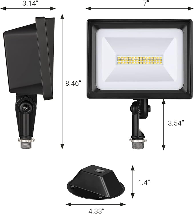 DEWENWILS 2 Pack 34W Flood Lights Outdoor, 3200 LM Super Bright(400W Halogen Equivalent) IP65 Waterproof Knuckle Mount LED Flood Light, 5000K Led Security Light for Landscape, Garden, Yard, Garage DEWENWILS