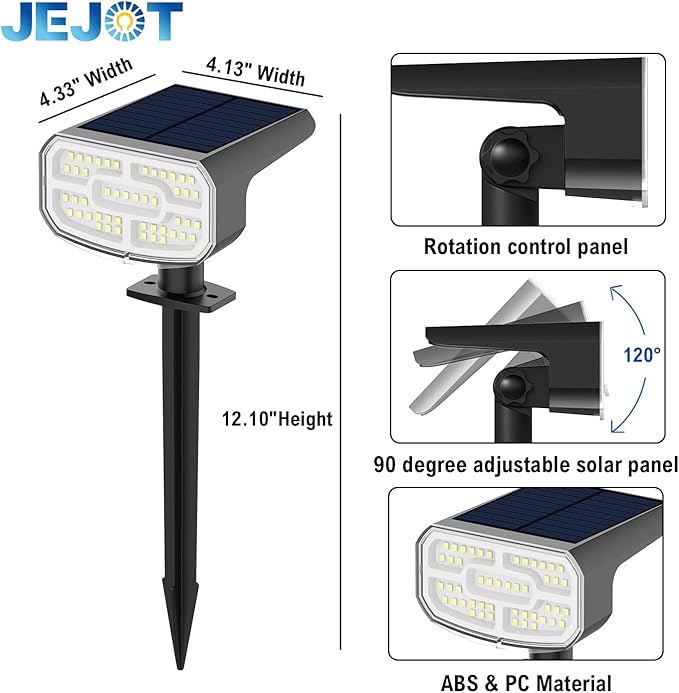Color Changing Solar Spot Lights Outdoor Waterproof IP65,9 Lighting Modes Multicolor RGB Christmas Spotlight for Porches Yard Gardens Landscape Deconrations-2 Pack JEJOT