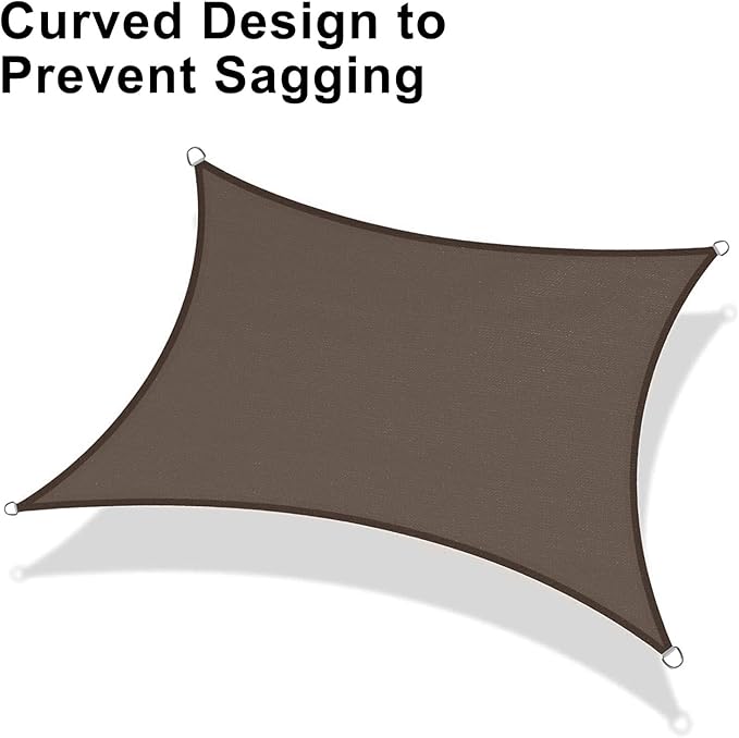 LOVE STORY Custom Size 5'x7' Brown Sun Shade Sail Rectangle UV Block Canopy Patio Sail Sunshades Fabric for Outdoor Garden Carport (We Make Custom Size) LOVESTORY