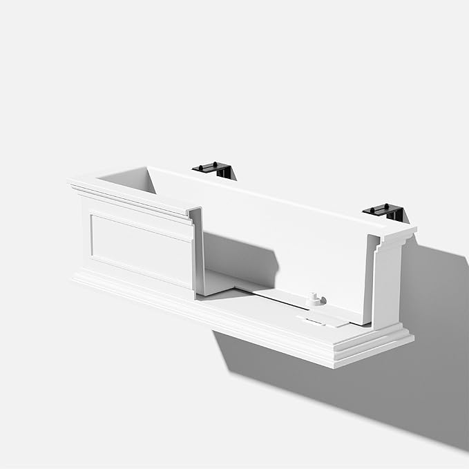 Veradek Brixton Series Plastic Railing Planter - Rectangular Planter for Outdoor Deck/Balcony | Crack-Resistant with Adjustable Rail Attachment | Classic Estate Design for Herbs, Succulents, Flowers VeradekOutdoor