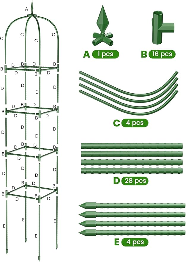 Garden Obelisk Trellis for Climbing Plants, 6FT Garden Obelisk Rustproof PE Coated Metal Potted Plant Climbing Support, Thickened Tube Plant Tower Trellis for Clematis Vine Support Indoor (2 Pack) GrowYourGreenParadise