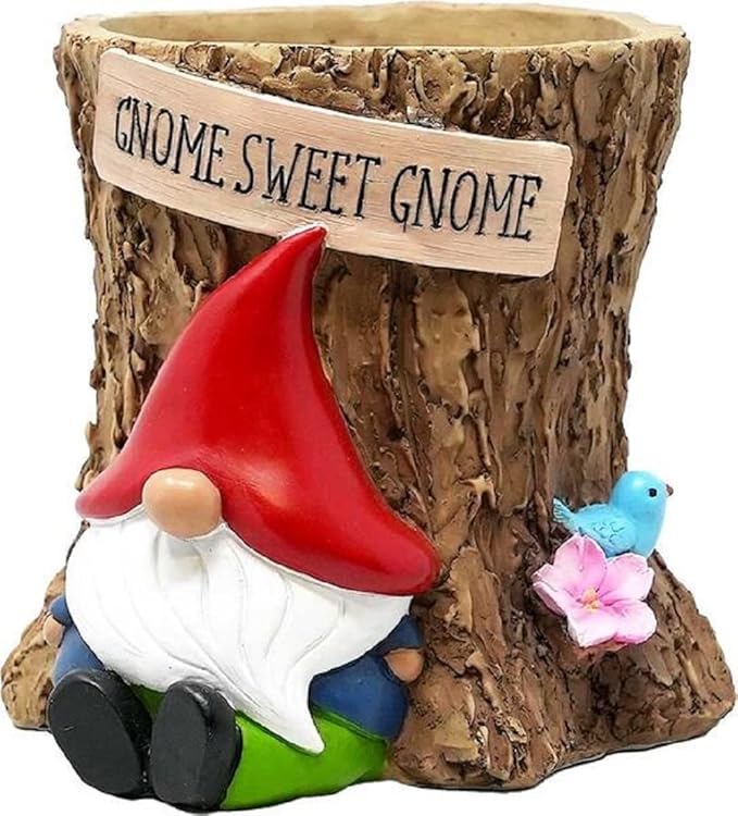 Spoontiques Gnome Flower Pot, Home Décor, Tabletop Decoration, Vase Window Décor, Indoor Outdoor Décor Spoontiques