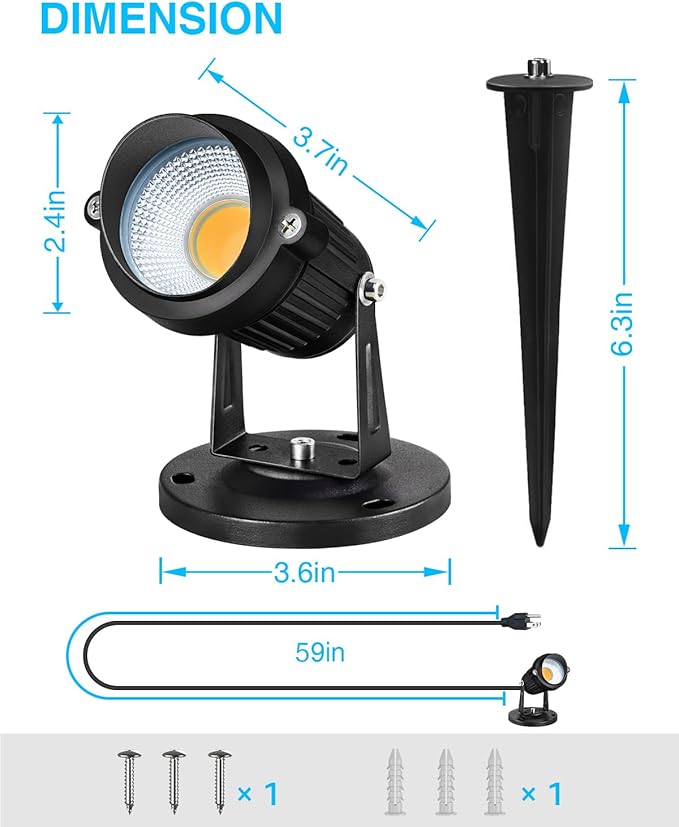 SUNVIE Dusk to Dawn Outdoor Lighting 120V LED Spot Lights Outdoor Landscape Spotlights with Photocell Sensor Waterproof Outdoor Spot Lights for Yard 7W Outdoor Spotlight Flag Light for Garden Tree SUNVIE
